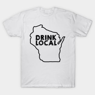 Wisconsin Drink Local Beer Black T-Shirt